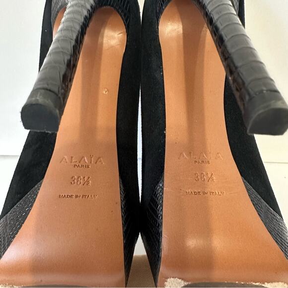 Alaïa Suede Pumps Black size EU 38.5 Leather Stiletto Heel & Platform - Picture 2 of 9